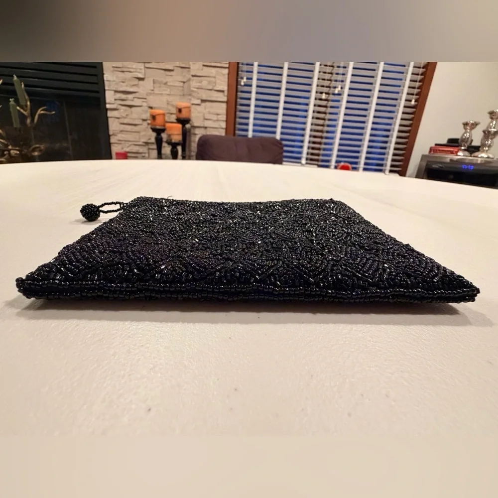 Women’s small beaded black bag